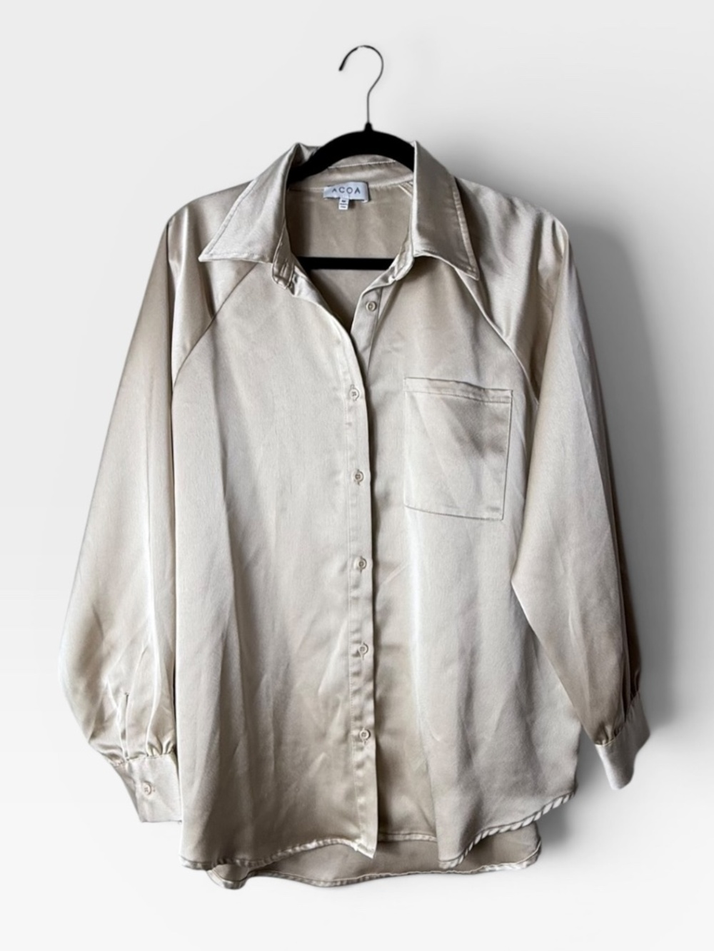Acoa Satin Button Down Shirt Size Medium Oversized Fall (NOTE FLAW) (T)